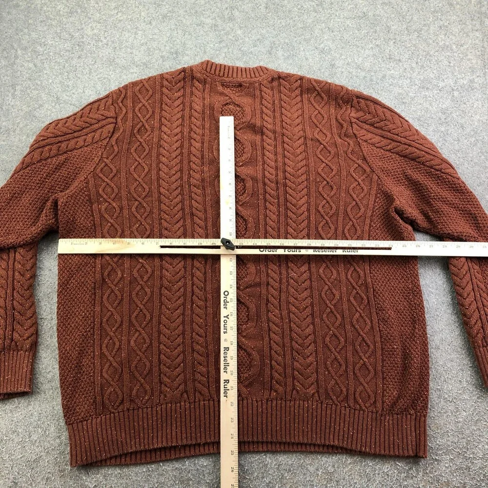 L.L.Bean Sweater Mens 3XL Tall Brown Fisherman Cable Knit Crewneck Cotton - Picture 7 of 9